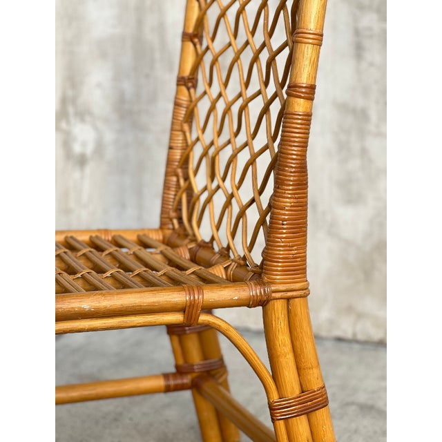 Bielecky Brothers Rattan Dining Chairs Set of 6 New York 1970s With Original Cushions For Sale In Portland, OR - Image 6 of 17