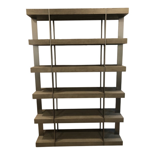 Contemporary Restoration Hardware Oak Bookshelf Chairish