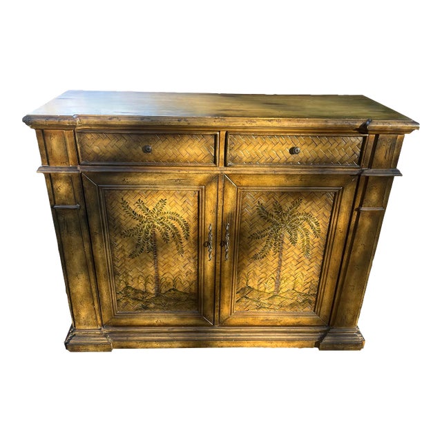 Vintage Broyhill Island Style 2 Door Chest From Palermo Palm Collection For Sale