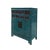 This is a vintage tall credenza cabinet in distressed teal blue #216D80 color on the body. The front is decorated with...