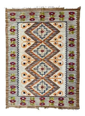 Mid-Century Scandinavian Flat Woven Kilim Rug