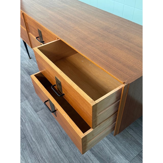 Vintage Italian Chest of Drawers in Teak with Metal Legs, 1950s For Sale - Image 12 of 18