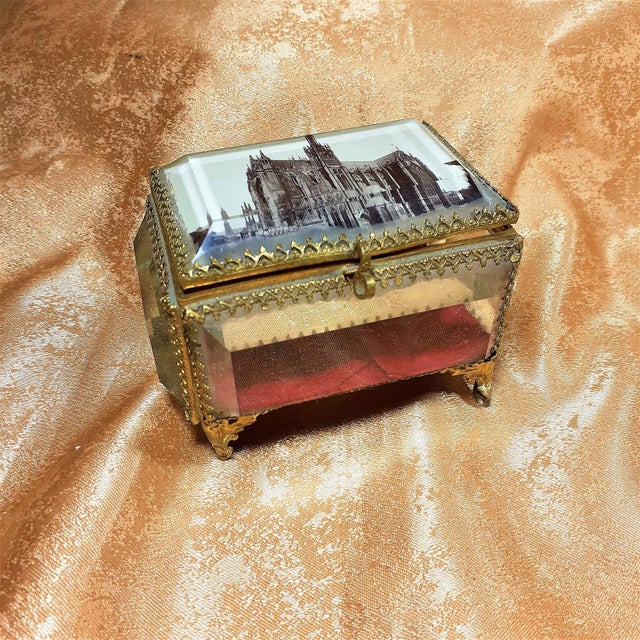 Glass Antique Victorian Glass and Brass Jewellery Box, 19th Century For Sale - Image 7 of 7