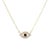 Modern Chic 14k Yellow Gold Blue Sapphire Diamond Halo Evil Eye Necklace For Sale