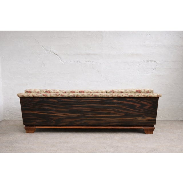 1930s Art Deco Macassar 3-Seater Sofa in Floral Fabric, Austria, 1930s For Sale - Image 5 of 8