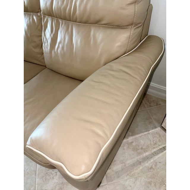 Natuzzi Editions Mocha Colored Leather Sofa For Sale - Image 9 of 11