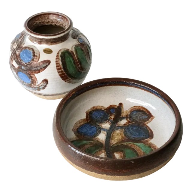 Cactus Series Ceramic Bowl and Vase by Noomi Backhausen for Soholm Stentoj, 1970, Set of 2 For Sale