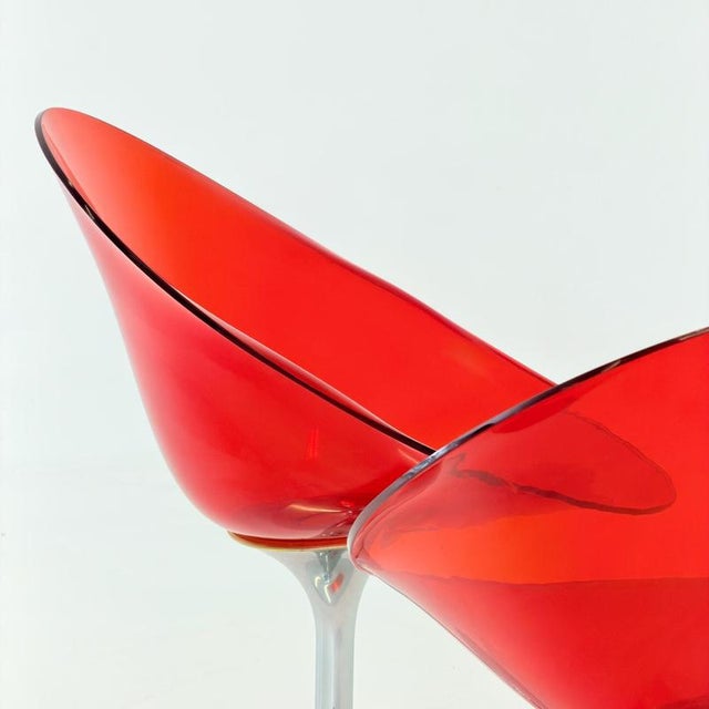 Mid-Century Red Acrylic Glass Swivel Eros Lounge Chair by Philippe Starck for Kartell, Italy, 1990s For Sale - Image 6 of 16