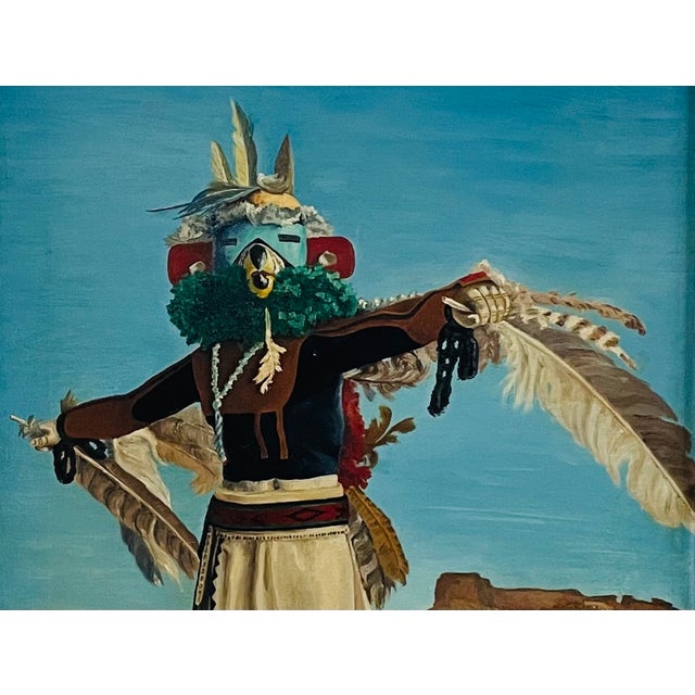 Super meaningful, super colorful, creative and fabulous Fine Art Oil On Canvas. A native inspire dancer portrait wearing...