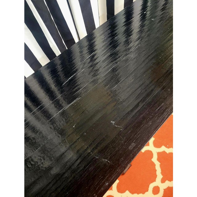 1980s Vintage Chinoiserie Chinese Black Ming Style Extra Long Pagoda Alter Console Table by Maitland Smith For Sale - Image 5 of 7