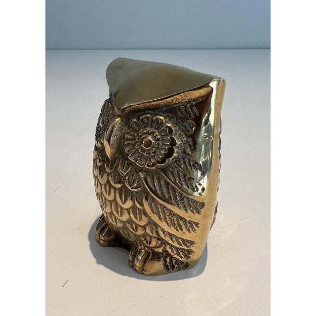Metal 1970s Set of 3 small decorative brass owls For Sale - Image 7 of 12