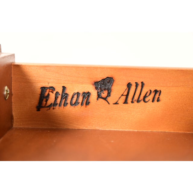 Ethan Allen Georgian Cherry Wood Bureau With Drop Front Secretary Desk and Bookcase Hutch, Circa 1970s For Sale - Image 10 of 14