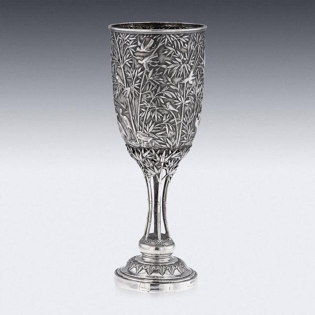 19th Century Chinese Export Silver Goblet from Lee Ching, 1870s For Sale - Image 4 of 18
