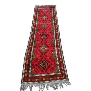 Red Afghan Hallway Tribal Runner Rug For Sale