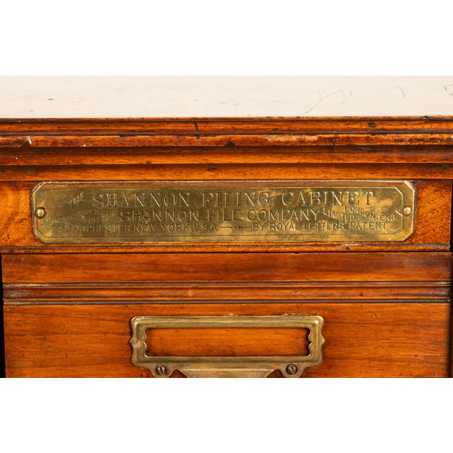 Antique Edwardian Walnut Six Drawer Shannon Filing Cabinet Co New York 1910 For Sale - Image 15 of 15