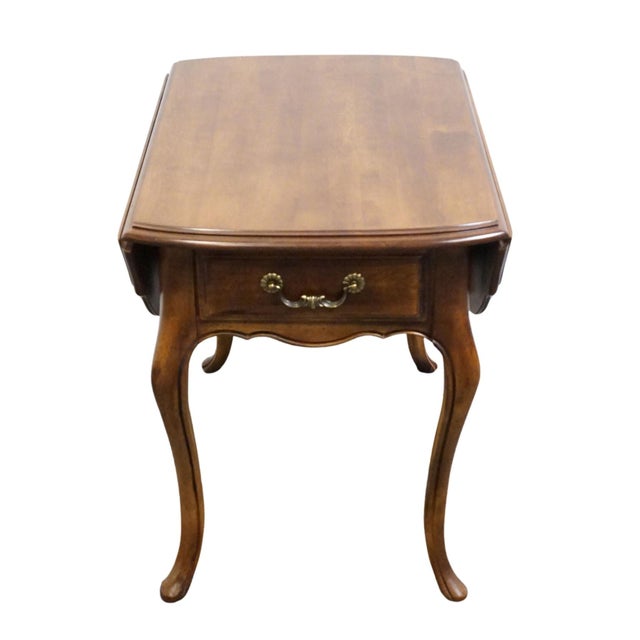 French Country Ethan Allen Country French Collection Solid Birch 36" Drop Leaf Accent End Table 26-8302 For Sale - Image 3 of 18