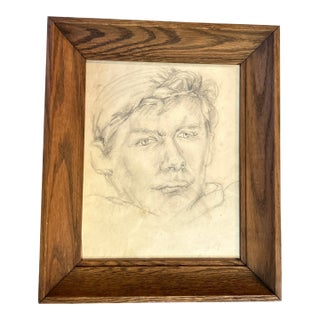 1950’s Original Male Portrait Pencil Drawing For Sale