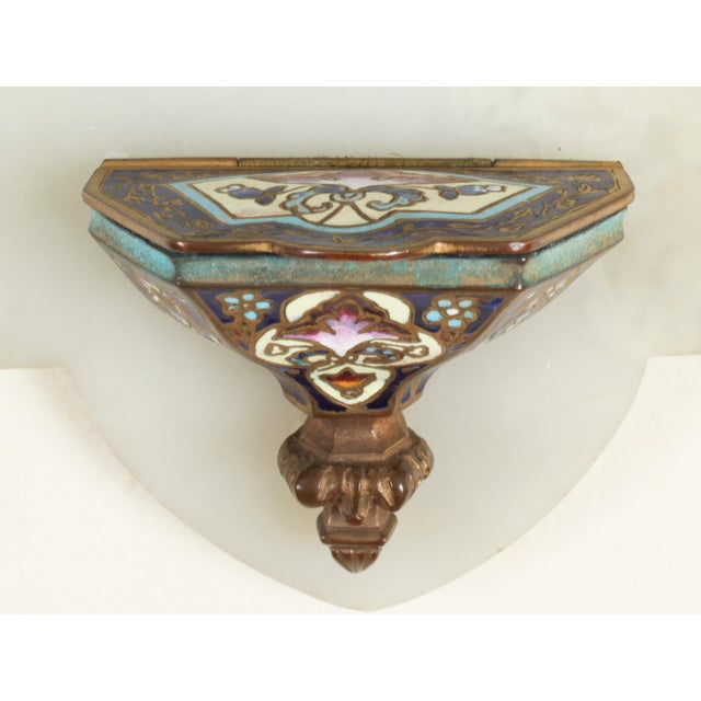 19th Century French Onyx and Cloisonne Ename Holy Water Font Stoop For Sale - Image 5 of 11