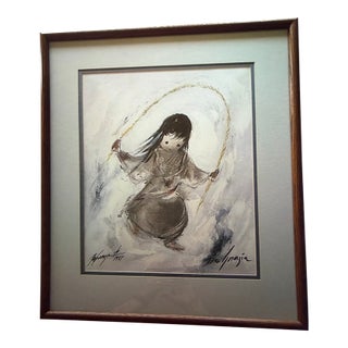 1970s Ted DeGrazia “Jump Rope” Signed Limited Edition Lithograph 1/11 Framed 18x22 For Sale