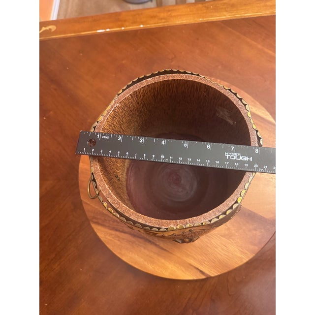 1980s Antique South Indian Wood and Brass Rice Bucket Container, 19th Century For Sale - Image 5 of 12