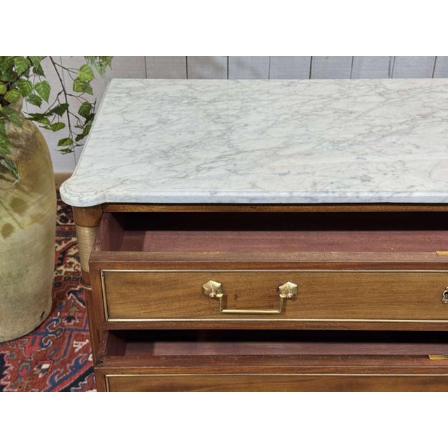 Wood Louis XVI Mahogany Chest of Drawers with Marble Top, 1950s For Sale - Image 7 of 18