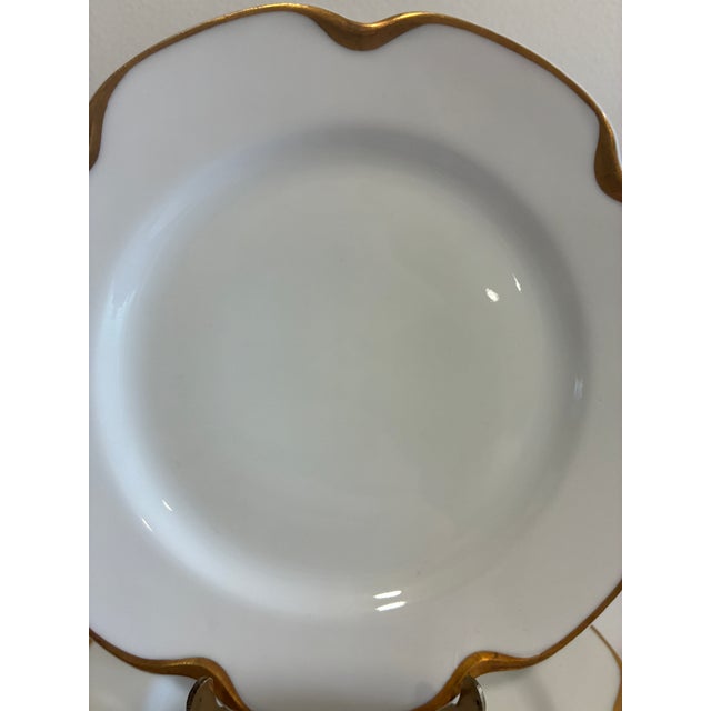 Ceramic Antique Haviland & Co. Limoges Gold Scalloped Rim Plates, Set of 11, France For Sale - Image 7 of 12