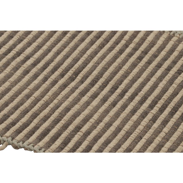 2010s Rug & Kilim's Accent Kilim With Textural Beige and Brown Stripes For Sale - Image 5 of 8