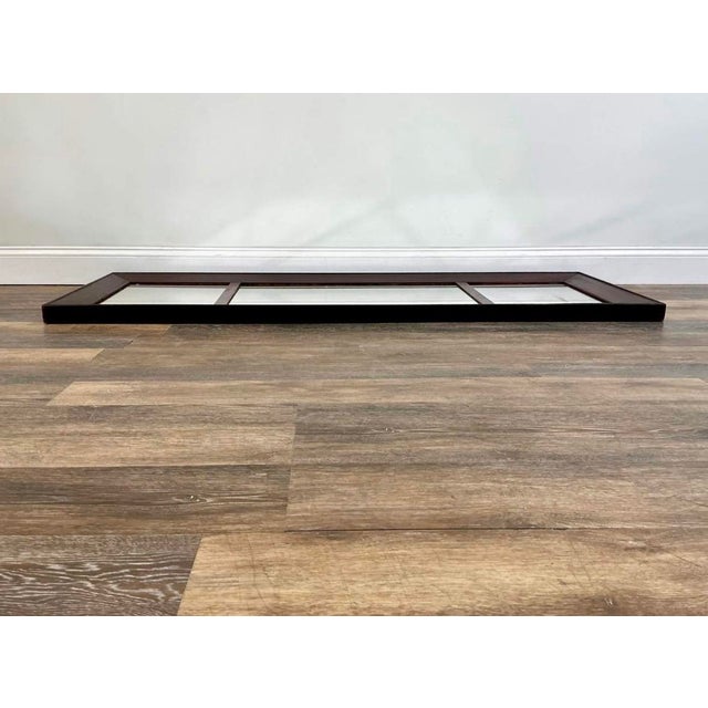 1920s Antique 65” Three Panel Dark Wood Mantel Mirror For Sale - Image 5 of 7