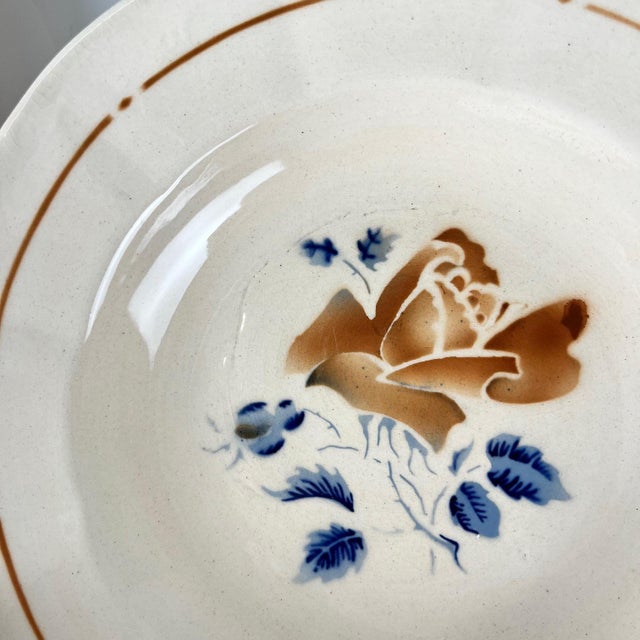 Ceramic 20th Century Sarreguemines Soup Plates with Floral Motif, 1920s, Set of 6 For Sale - Image 7 of 14