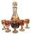 Baroque Venetian Bottle and Glasses in Glass with Gold Trim, Venice, Italy, 1950s, Set of 6 For Sale
