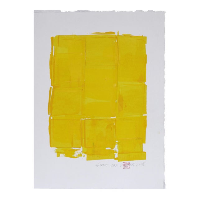 "Static 112" Yellow Abstract Painting Chairish