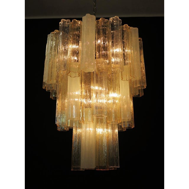 Large Three-Tier Murano Glass Tube Chandeliers, 1980s, Set of 2 For Sale - Image 10 of 12