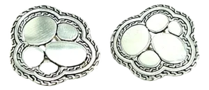 Late 20th Century John Hardy Estate Kali Pebble Omega Back Earrings Silver, A Pair