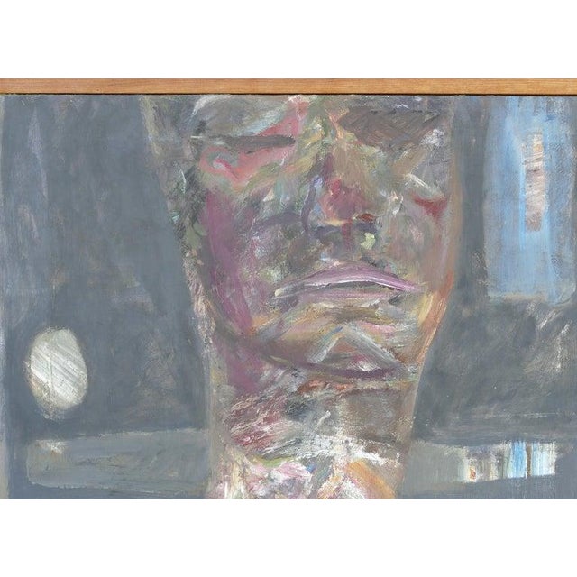 Figurative abstract oil painting by Warren Fischer (1943-2001) titled "Pandora's Box #3" dated 1995. Offered for sale is a...