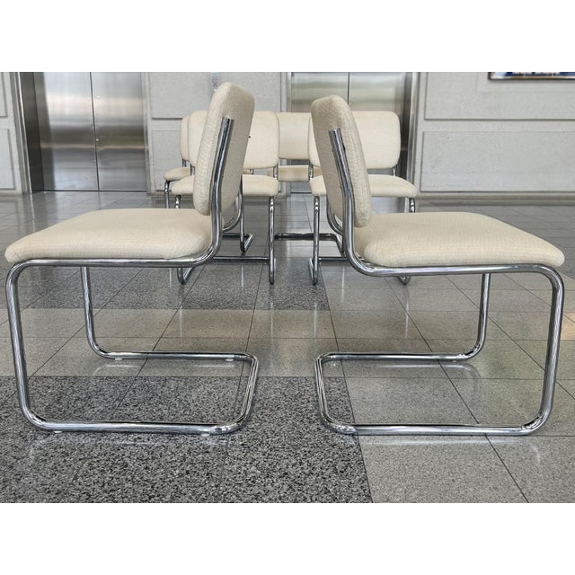 Marcel Breuer Style Tubular Chromed Steel Dining Chairs - A Set of 6 For Sale In New York - Image 6 of 13