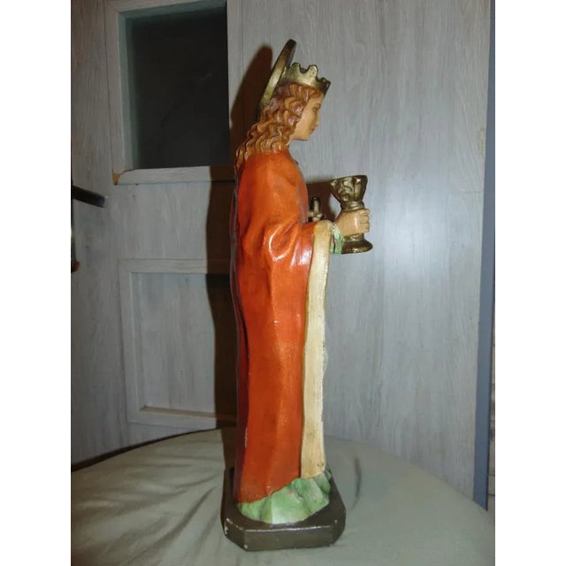 1920s Pre-War Plaster Figure of Saint Jadwiga the Queen, 1920s For Sale - Image 5 of 11