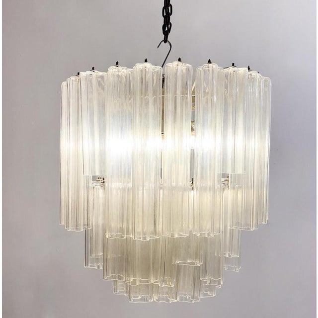 Mid-Century Modern Glass Suspension Chandelier, Italy, 1970s For Sale - Image 3 of 9