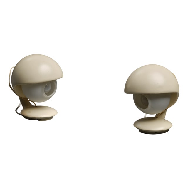 Visor-Form Table Lamps with Opaline Glass, 1960s, Set of 2 For Sale