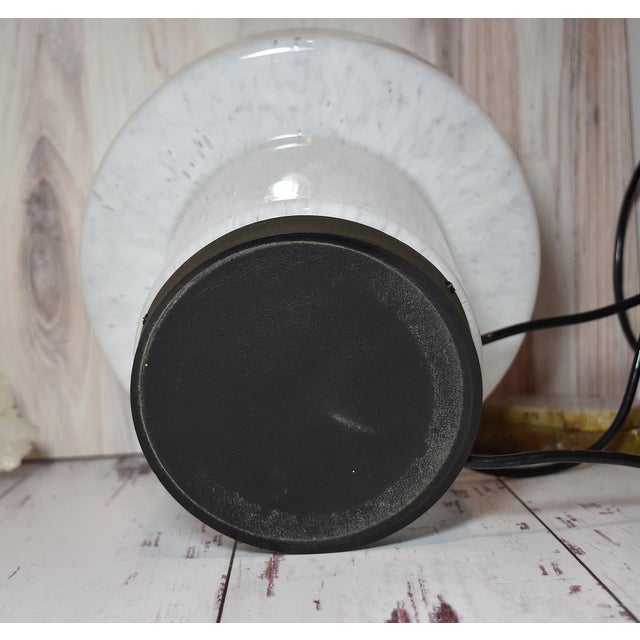 Vintage 1970s Mid-Century Modern Glashutte Limburg White Glass Mushroom Table Lamp Model A743 For Sale - Image 14 of 18