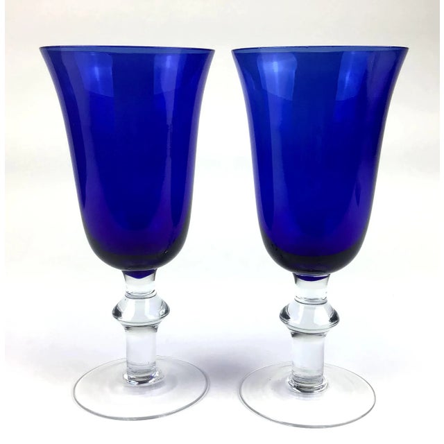 Beaux-Arts Vintage Cobalt Blue Cocktail Gasses a Pair For Sale - Image 3 of 10