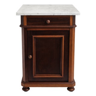 Antique 1890s Marble Top Nightstand Mahogany Victorian Cabinet Stand For Sale
