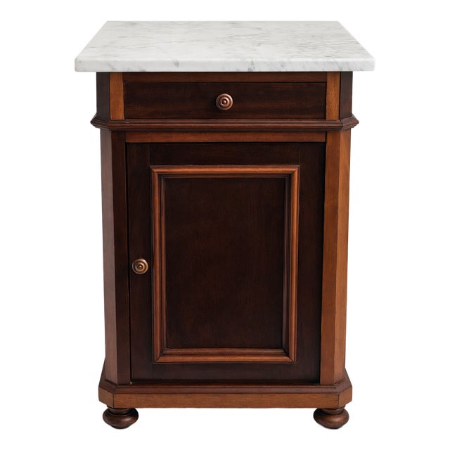 Antique 1890s Marble Top Nightstand Mahogany Victorian Cabinet Stand For Sale