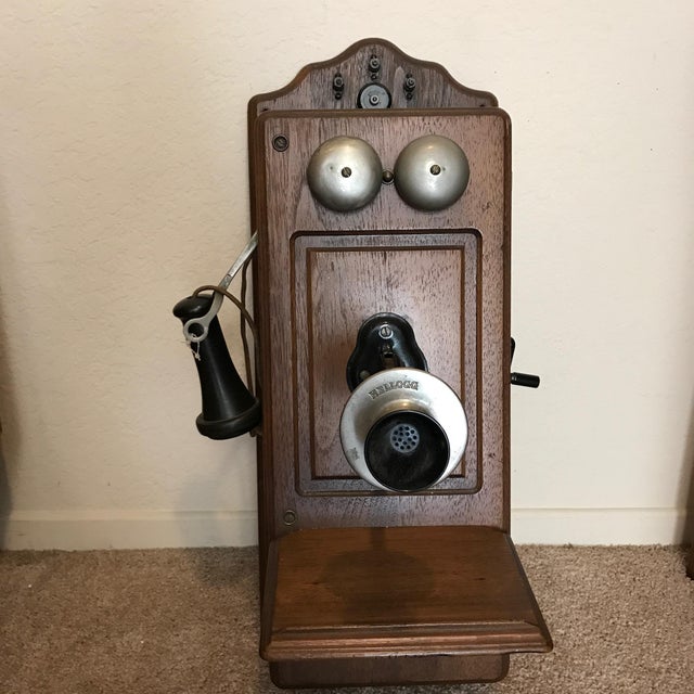 Antique Kellogg Oak Wall Mount Hand Crank Telephone Chairish