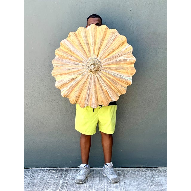 Vintage Carved Wood Sunburst Wall Medallion For Sale - Image 12 of 12