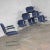 Marcel Breuer Vintage Tubular Chrome and Blue Fabric Cantilever Lounge Chair With Arms Set of 7 For Sale - Image 4 of 13