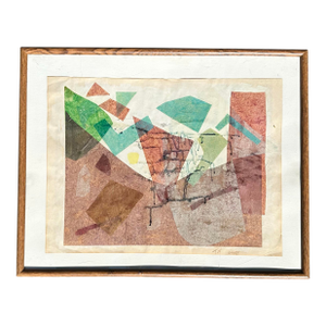 Green and Red Abstract Collage, Framed