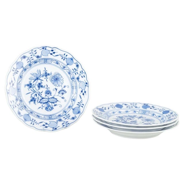 Porcelain Salad Plates with Blue Onion Pattern from Meissen, Germany, Set of 4 For Sale - Image 5 of 5