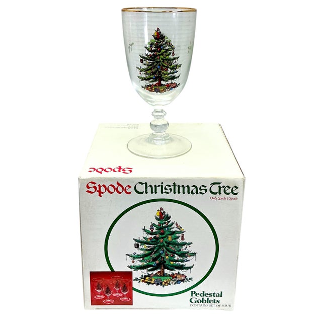 This is an offering of Victorian style Spode Christmas Tree water or wine goblets. They date to the 1980s and appear to be...