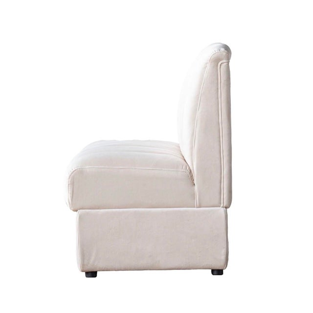 2020s Matthew Izzo Home Estelle Oatmeal Velvet Straight Banquette Sofa For Sale - Image 5 of 6