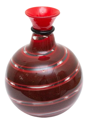 Vintage Murano Garnet Red Swirl Vase